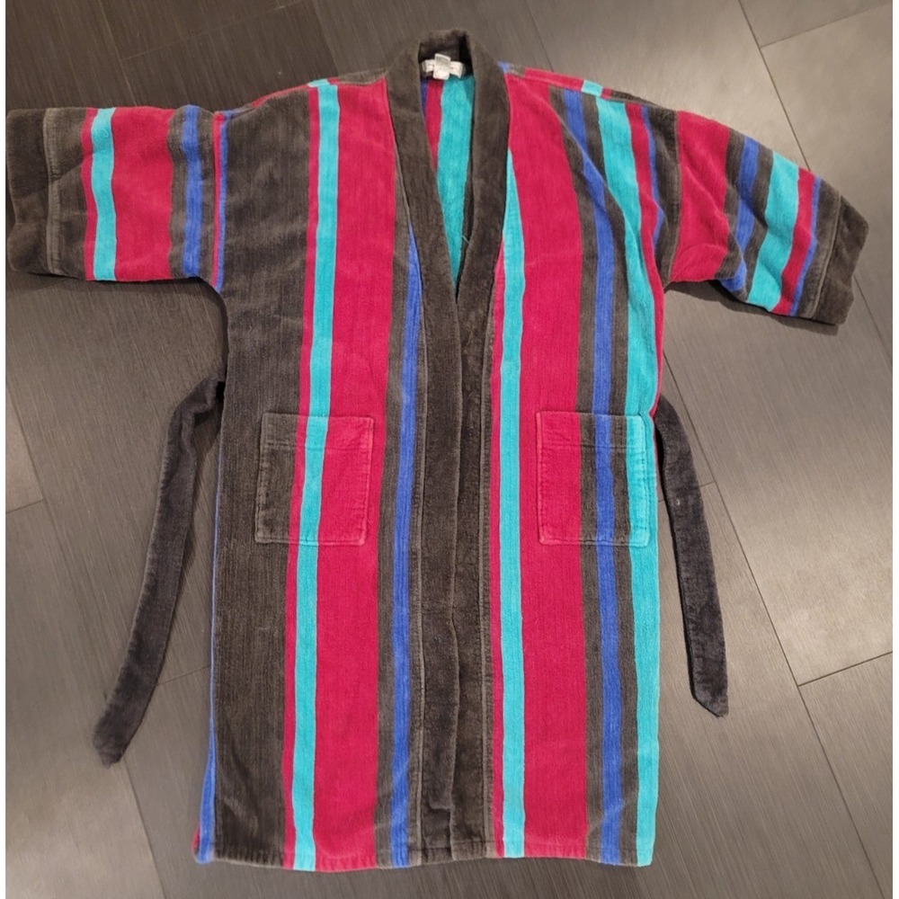 Mens Robe Foster Classics one size Vintage Heavy classic stripes red black1990's